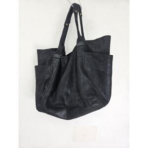 Anat Marin Black Metallic Shimmer Boho Shoulder Bag Large Tote Women's Handbag